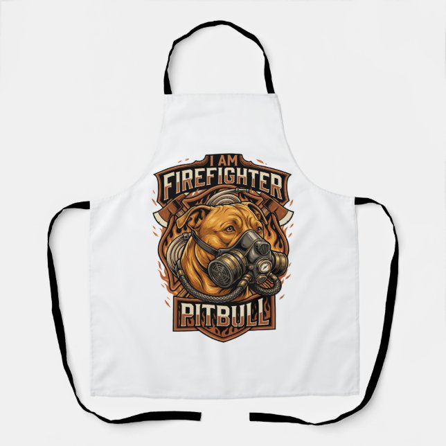Am Firefighter Pitbull Dog Gas Mask Shield Apron (Front)