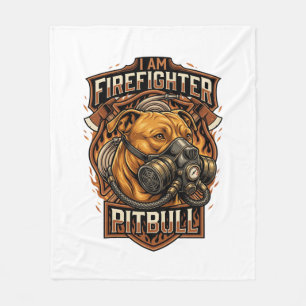 Am Firefighter Pitbull Dog Gas Mask Shield Fleece Blanket