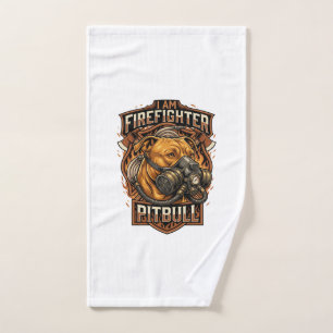 Am Firefighter Pitbull Dog Gas Mask Shield Hand Towel