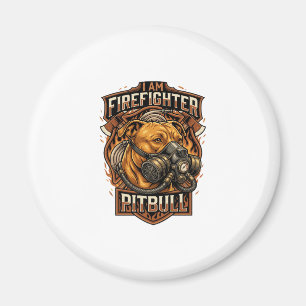 Am Firefighter Pitbull Dog Gas Mask Shield Magnet