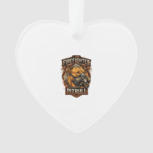 Am Firefighter Pitbull Dog Gas Mask Shield Ornament