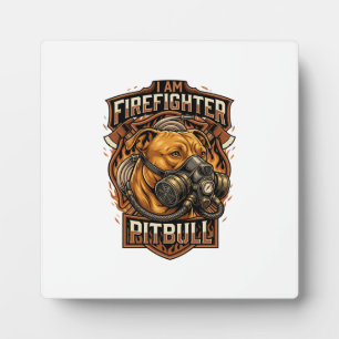 Am Firefighter Pitbull Dog Gas Mask Shield Plaque