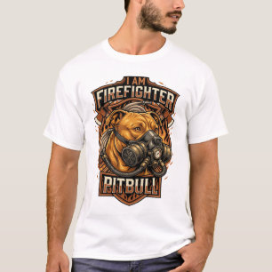 Am Firefighter Pitbull Dog Gas Mask Shield T-Shirt