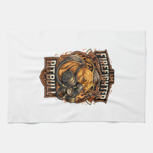 Am Firefighter Pitbull Dog Gas Mask Shield Tea Towel