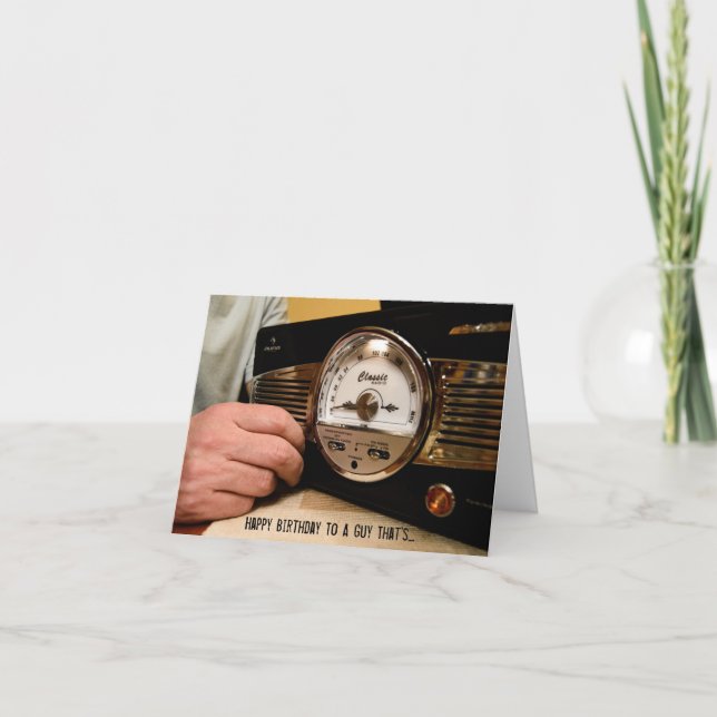 AM/FM Radio Lover Broadcast Birthday Card (Front)