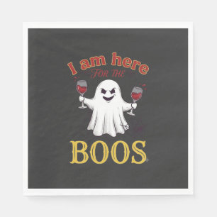Am Here Boos Halloween Ghost Wine Glasses Spider W Napkin
