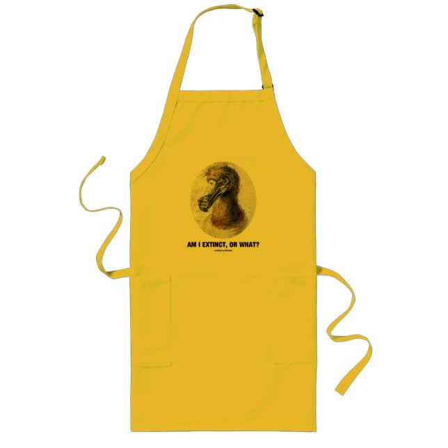 Am I Extinct, Or What? (Dodo Bird Portrait) Long Apron (Front)