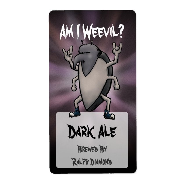 Am I Weevil Cartoon Homebrew Beer Labels (Front)