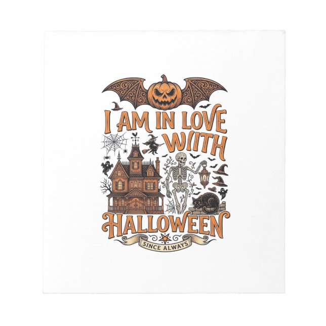 Am Love Halloween Haunted House Skeleton Pumpkin_1 Notepad (Front)