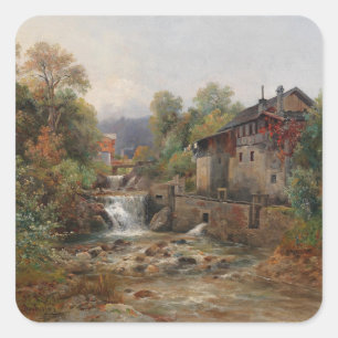 "Am Mühlenbach" (By the Mill Stream) Square Sticker