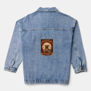 Am Night Fear Me Halloween Pug Moon Tombstone Denim Jacket