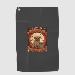 Am Night Fear Me Halloween Pug Moon Tombstone Golf Towel