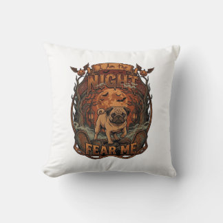 Am Night Fear Me Pug Halloween Moon_1 Cushion
