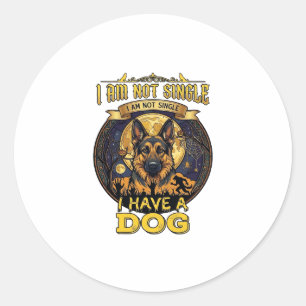 Am Not Single Have Dog Halloween_1 Classic Round Sticker