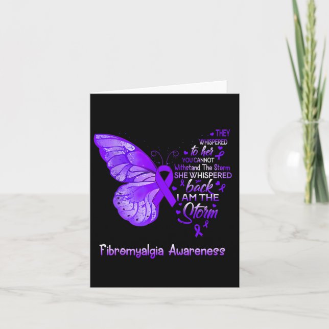 Am The Storm Fibromyalgia Awareness Butterfly 1  Card (Front)