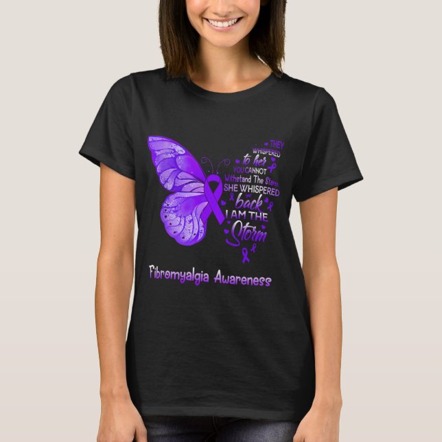 Am The Storm Fibromyalgia Awareness Butterfly 1  T-Shirt (Front)