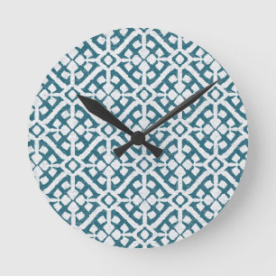 Amadora Blue Pattern Round Clock