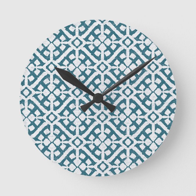 Amadora Blue Pattern Round Clock (Front)