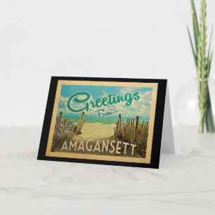 Amagansett Beach Vintage Travel Card