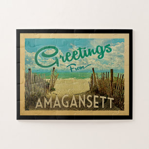 Amagansett Beach Vintage Travel Jigsaw Puzzle