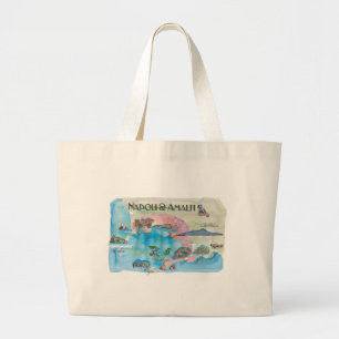 Amalfi and Napoli Italy Vintage Travelposter Large Tote Bag