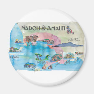 Amalfi and Napoli Italy Vintage Travelposter Magnet