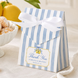 Amalfi Blue and White Stripes Lemon Coed Thank You Favour Box