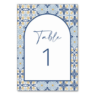 Amalfi Blue and Yellow Tile  Table Number