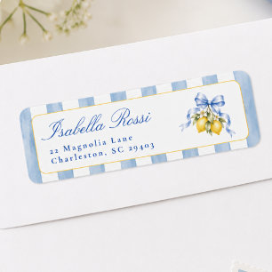 Amalfi Blue Lemon Baby Shower Return Address Label