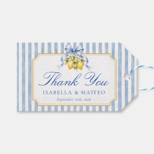 Amalfi Blue Striped Coed Lemon Baby Shower Party Gift Tags