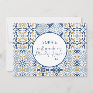 Amalfi Blue Tile Maid of Honour Proposal Card