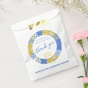 Amalfi Blue Tile Thank You Bridal Shower Favour Bag