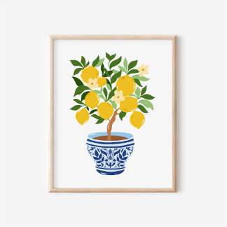 Amalfi Chinoiserie Ginger Jar Lemon Branch Art Poster