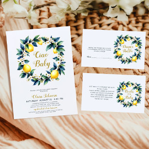 Amalfi Ciao Baby Diaper Raffle Card   Lemon Wreath