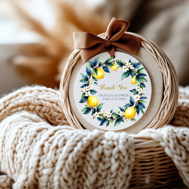 Amalfi Ciao Baby Thank You Stickers | Lemon Wreath (Creator Uploaded)