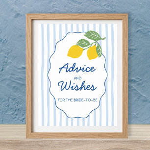 Amalfi Coast Advice & Wishes Lemon Bridal Shower Poster