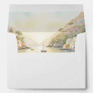 Amalfi Coast Amore Sunset Harbor Wedding Envelope