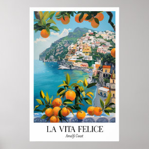 Amalfi Coast Art Print Vibrant Citrus, Seaside