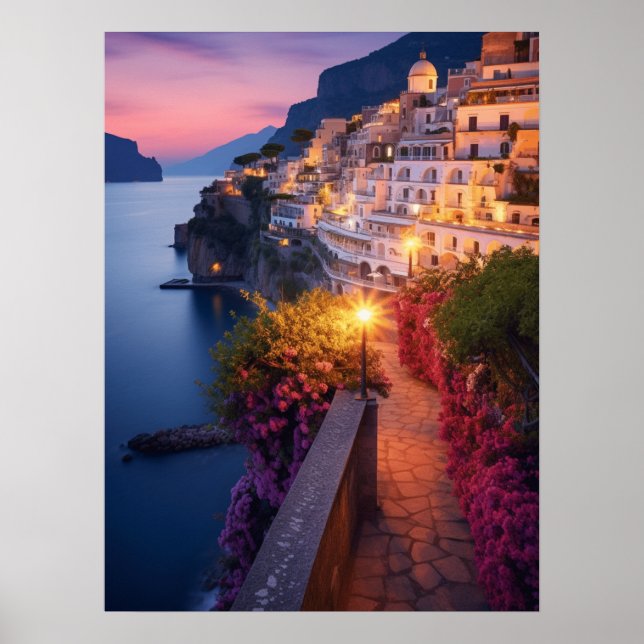 Amalfi Coast at Dusk Art Print  (Front)