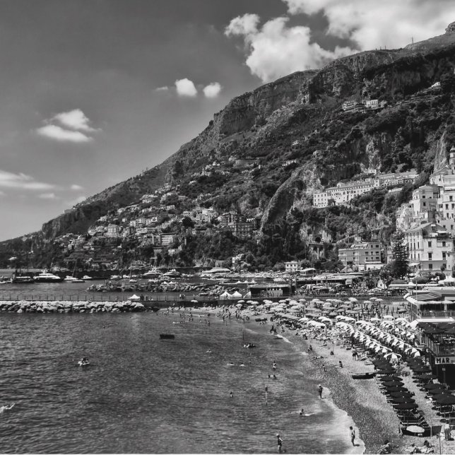 Amalfi Coast Black And Photography Postcard (Amalfi's allure: Where adventure meets tranquility, shared through handwritten notes and heartfelt i)