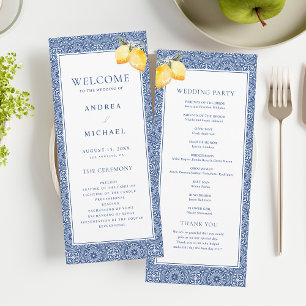 Amalfi Coast Blue Mediterranean Tile Wedding Program