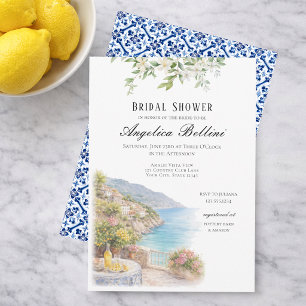 Amalfi Coast Blue Tile Italian Bridal Shower Italy Invitation