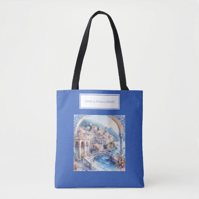 Amalfi Coast Blue Tiles Italy  Tote Bag (Front)