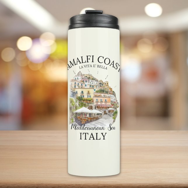 Amalfi Coast Dreamscape – Vibrant Vintage Italy Thermal Tumbler (Creator Uploaded)