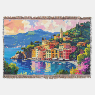 Amalfi Coast Flowers Throw Blanket