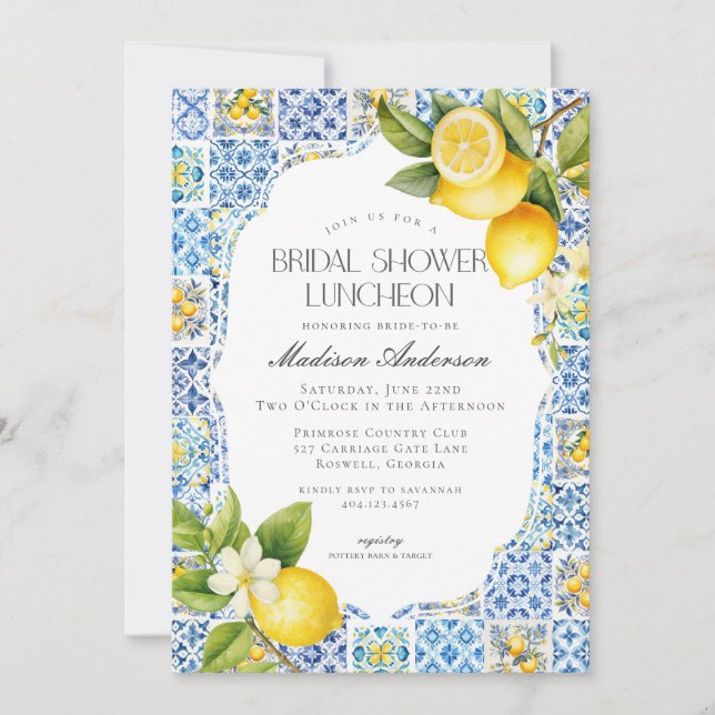 Amalfi Coast Italian Bridal Shower Luncheon Invite (Front)