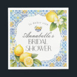 Amalfi Coast Italian Bridal Shower Table Decor Napkin<br><div class="desc">Transport yourself to the sun-kissed shores of the Mediterranean with our Amalfi Coast theme party decor. Embrace the vibrant charm of Italy's picturesque coastline with our signature collection featuring bright blue tiles and zesty lemons, Infused with the essence of Positano and Tuscan allure reminiscent of the Mediterranean seascape. Whether you're...</div>