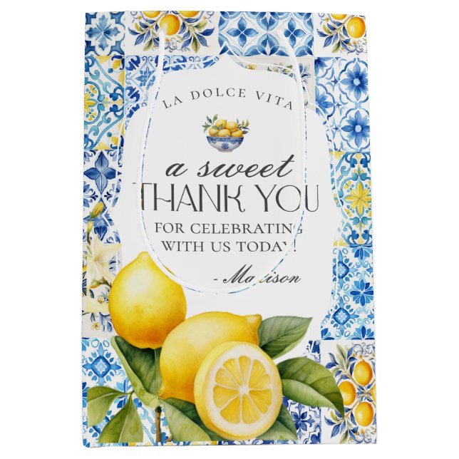 Amalfi Coast Italian Tuscan Coastal Medium Gift Bag (Front)