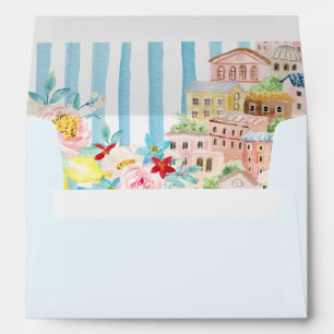 Amalfi Coast Italian Wedding watercolor Envelope