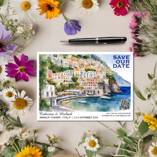 Amalfi Coast Italy Destination Wedding QR Code  Save The Date
